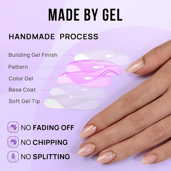 32pcs/Set Press On Nails Gold End