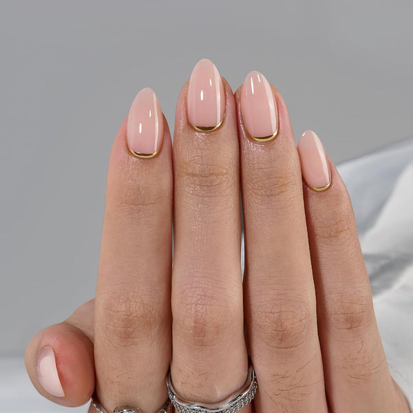 32pcs/Set Press On Nails Gold End