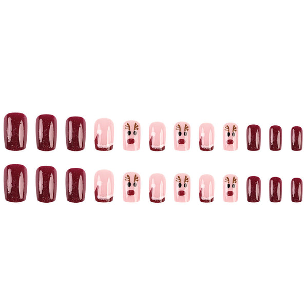 Red Edge French Christmas Hat Nail Patch