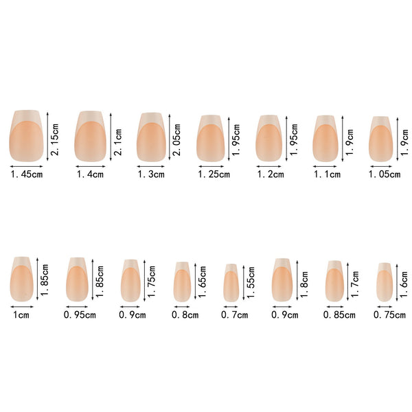 150 pieces seamless matte French fake nail