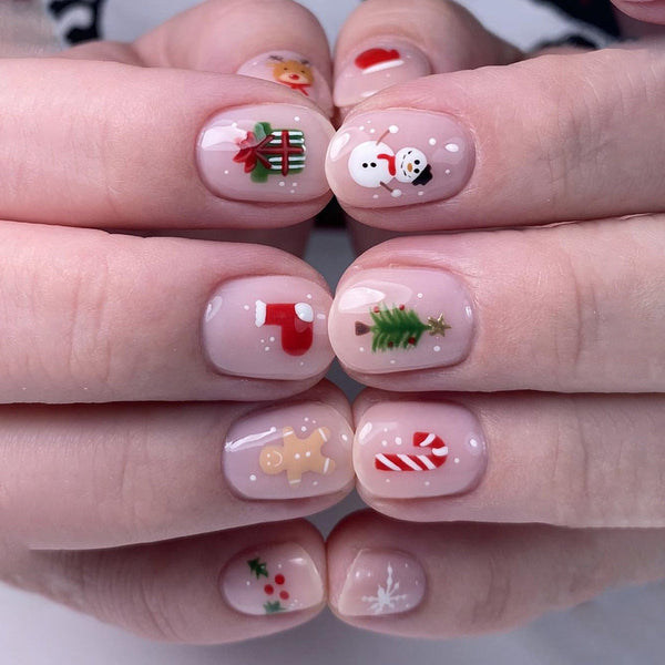 Naked pink Christmas tree snowman gingerbread man