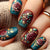 Brown Plant Flowers Gilt Medium and Long Nail Art