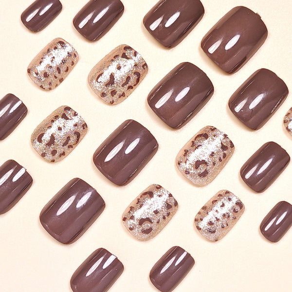 Leopard print brown glitter