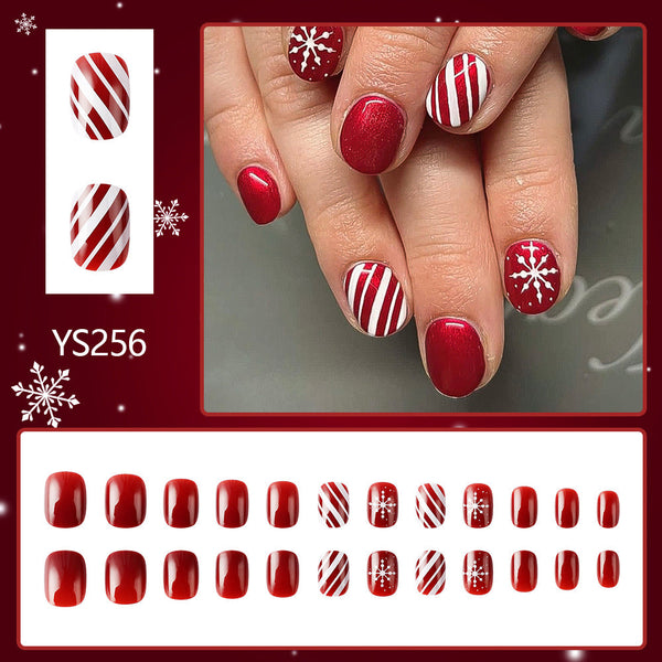 Short Glossy Christmas Nail Art