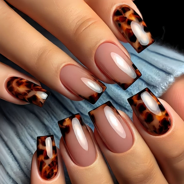 Brown Leopard print manicure