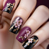 Cherry Blossom Metal Branches Crimson Painted Nail Art