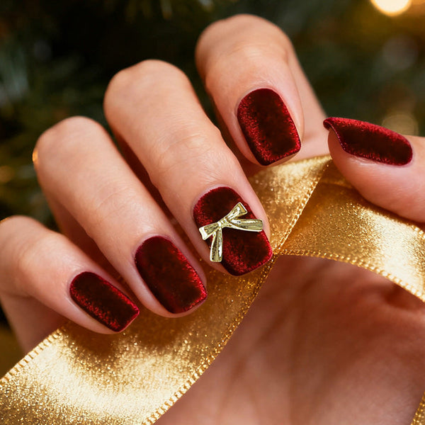 Burgundy Velvet Nail Art