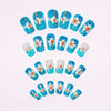 12 Sizes-24 Pcs Press On Nails Blue w-103