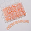 240 Pcs Glitter French white edge manicure short almond nail