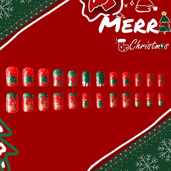 Elk Christmas Gift Striped Red with Green Glitter Armor
