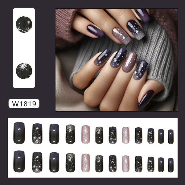 12 Sizes-24 Pcs Press On Nails W1819