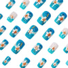 12 Sizes-24 Pcs Press On Nails Blue w-103