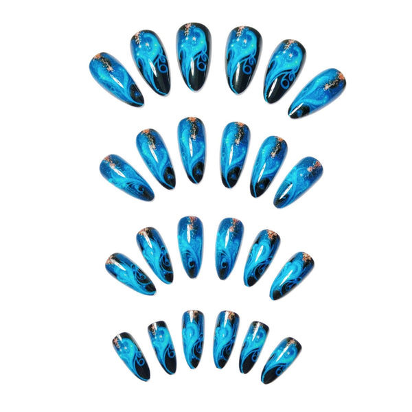 12 Sizes-24 Pcs Press On Nails Royal blue w-88