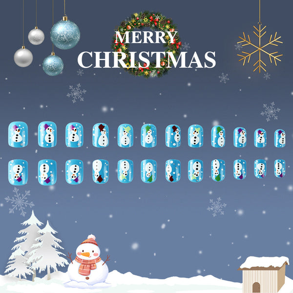Colorful snowman manicure