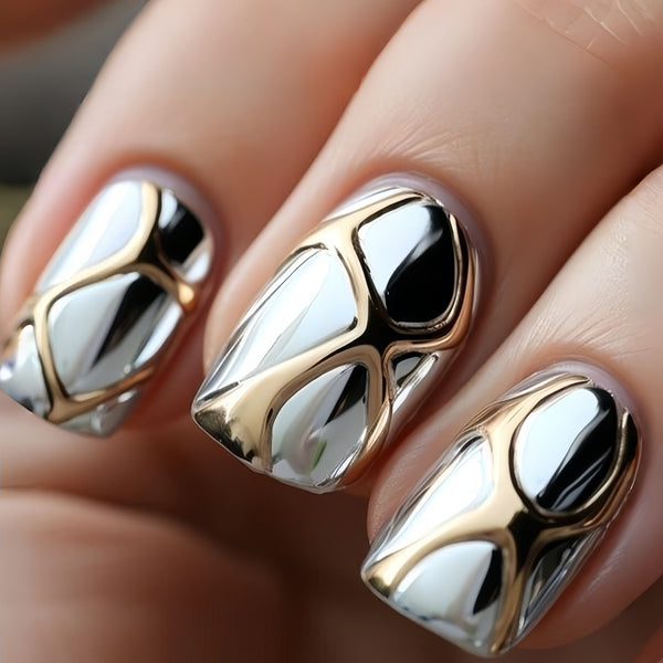 Silver metal stripes