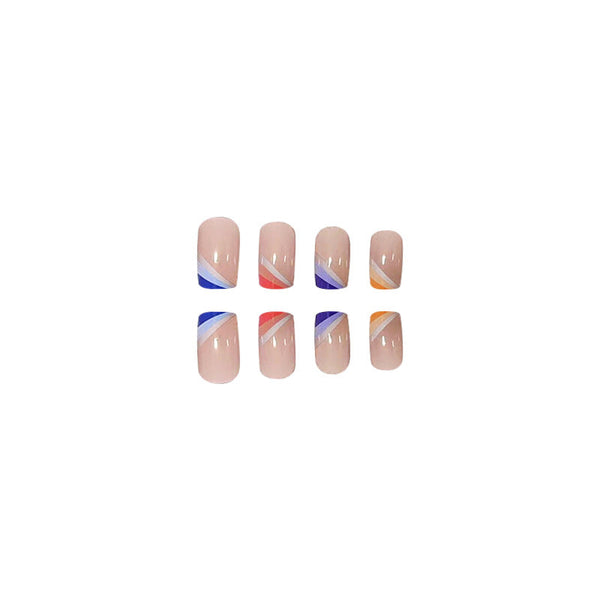 Pink and transparent natural wearing false nail