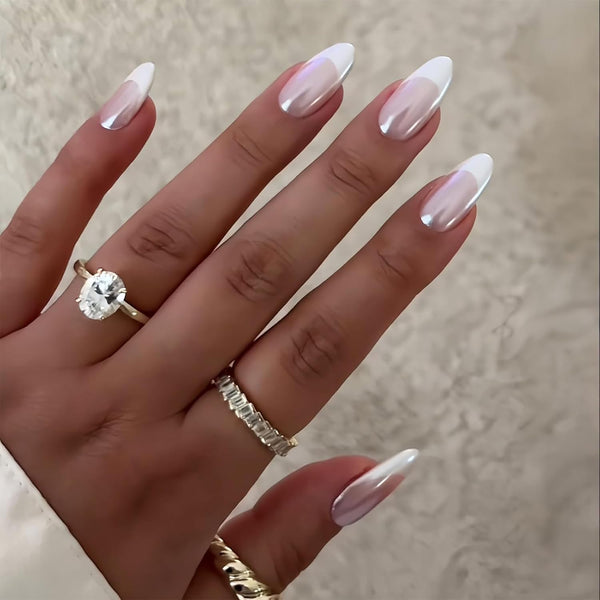 24pcs/Set Press On Nails White French