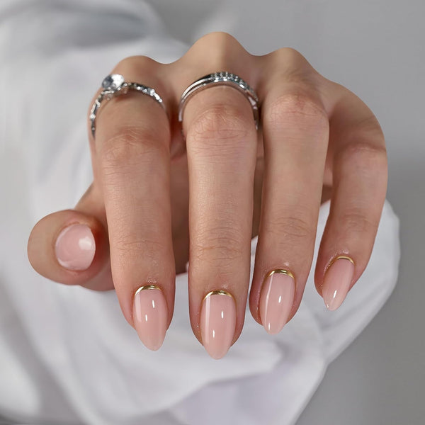 32pcs/Set Press On Nails Gold End