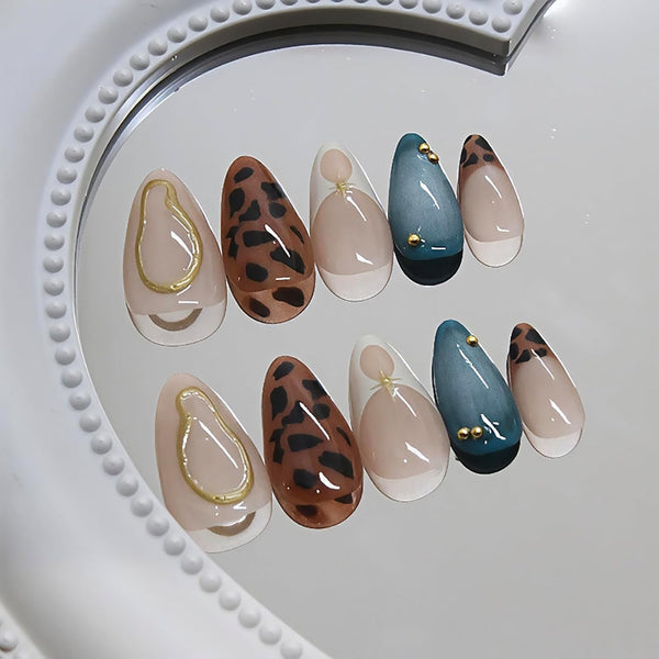 32pcs/Set Press On Nails Leopard Pattern