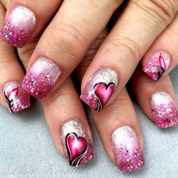 Valentine's Day Pink White Glitter