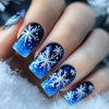 24pcs-set-press-on-nails blue snowflake