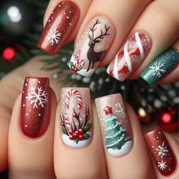 Red Christmas tree snowflake