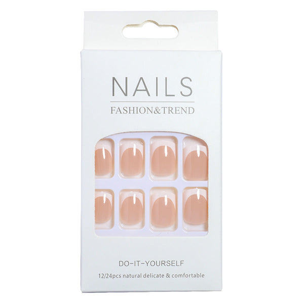 Minimalist short French fake nails