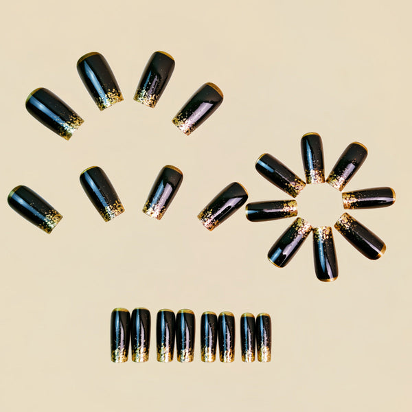 Black French gold powder ombre