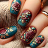 Brown Plant Flowers Gilt Medium and Long Nail Art