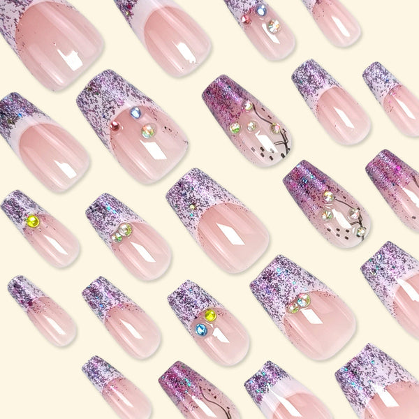 12 Sizes-24 Pcs Press On Nails DZ650-B7