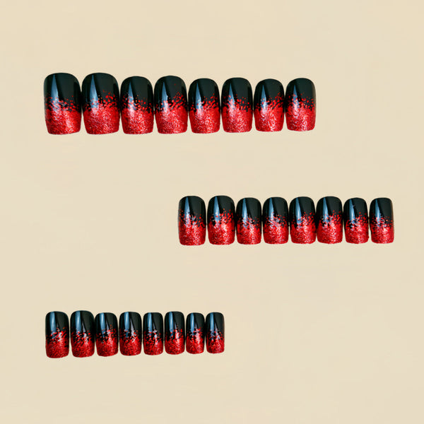 Red glitter ombre manicure