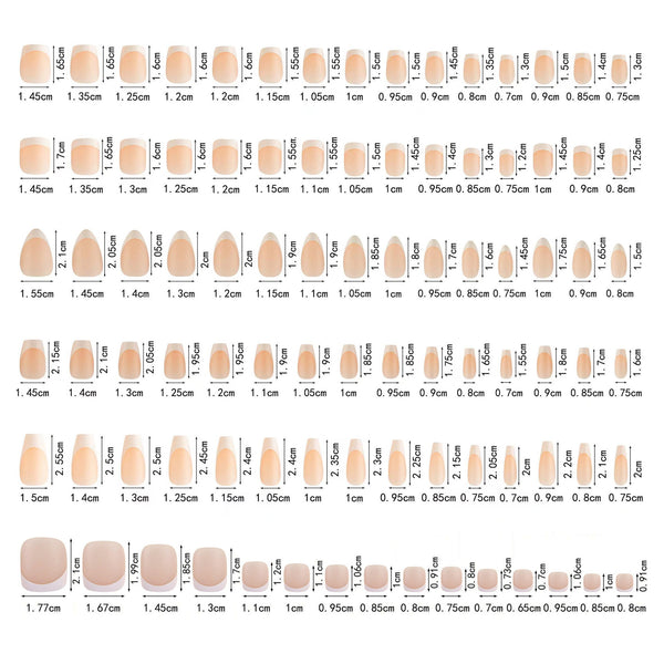 150 pieces seamless matte French fake nail