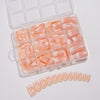 240 Pcs Glitter French white edge manicure short almond nail