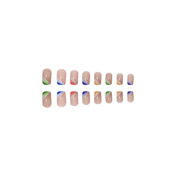 Pink and transparent natural wearing false nail