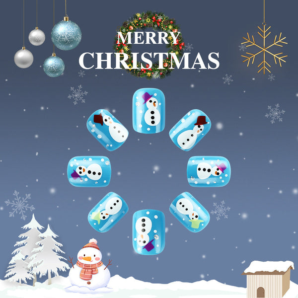 Colorful snowman manicure
