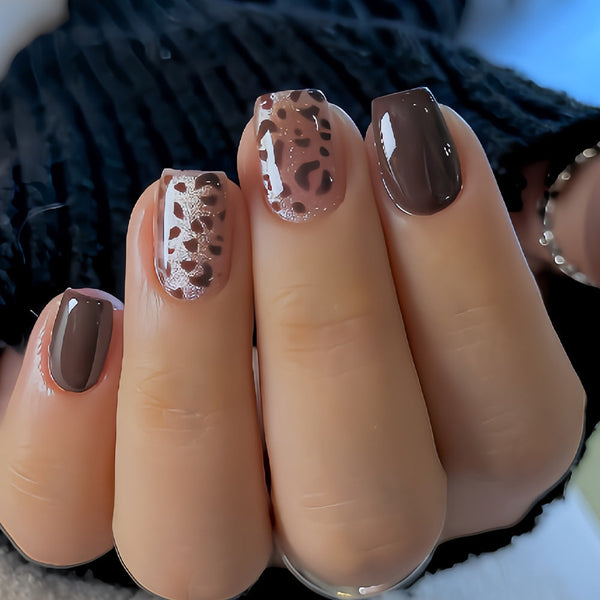 Leopard print brown glitter