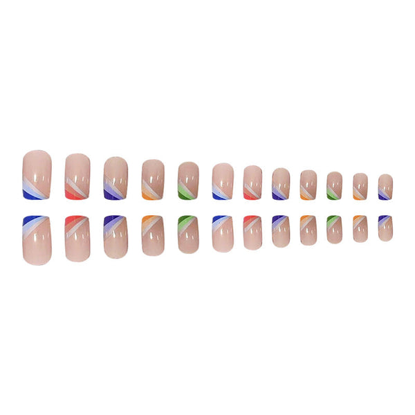 Pink and transparent natural wearing false nail