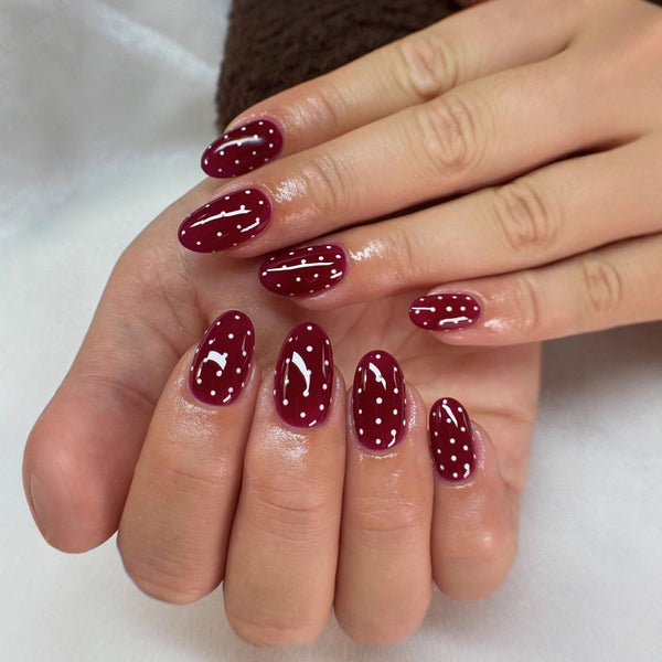 Red round head almond nail