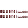 Red and white plaid fake nails