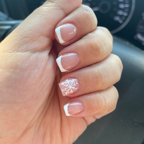 24pcs/Set Press On Nails JB994 French snowflake