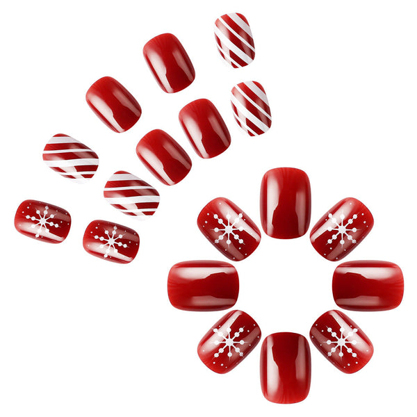 Short Glossy Christmas Nail Art