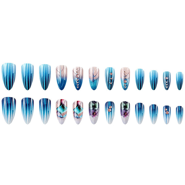 Press on nails DZ609-B7 Striped Flower