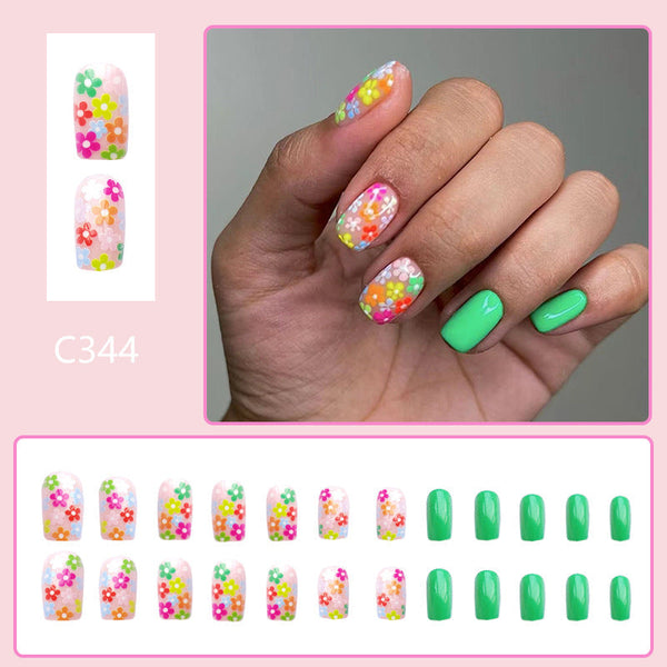 12 Sizes-24 Pcs Press On Nails C344