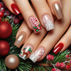 Snowflake Deer Golden Red Nail Art