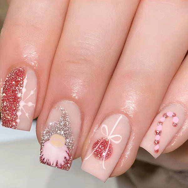 Pink Santa Santa Cane Glitter Armor