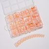 240 Pcs Glitter French white edge manicure short almond nail