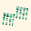 Green gradual jade flower nail art piece