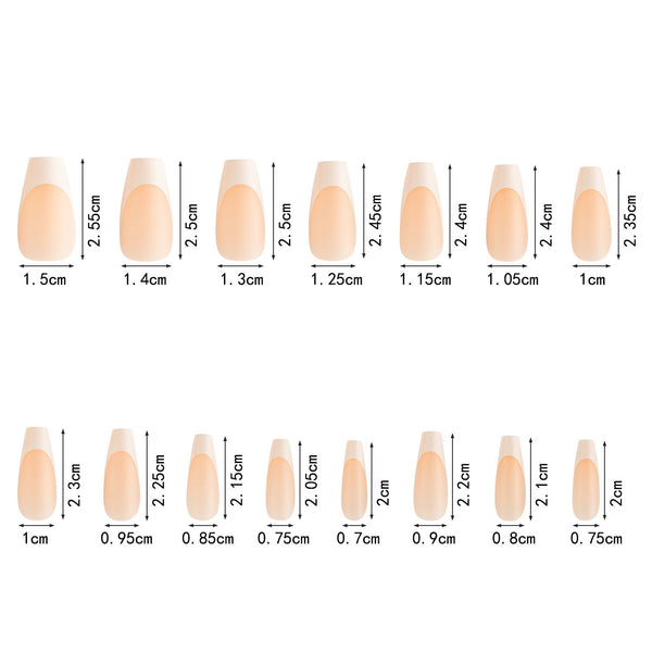 150 pieces seamless matte French fake nail