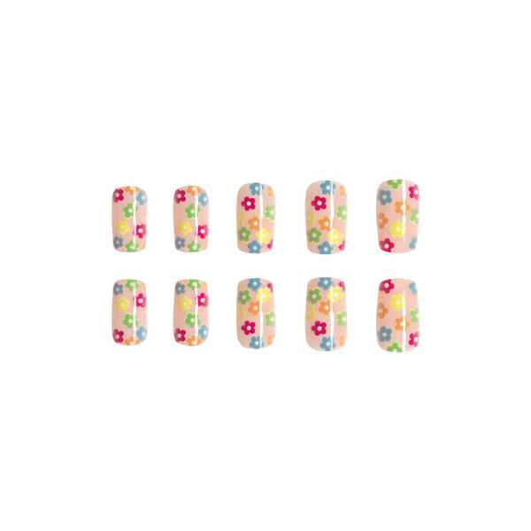 White small flower false nails