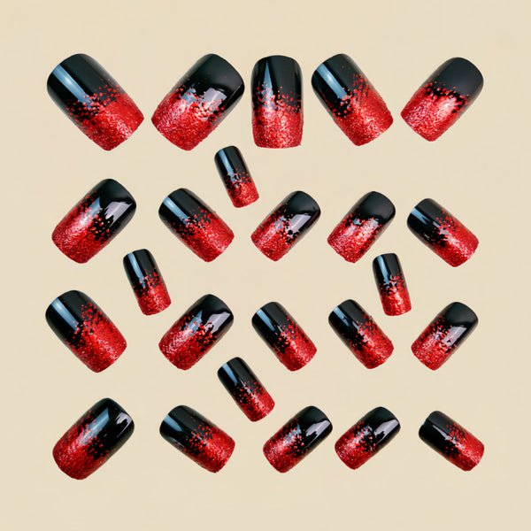 Red glitter ombre manicure